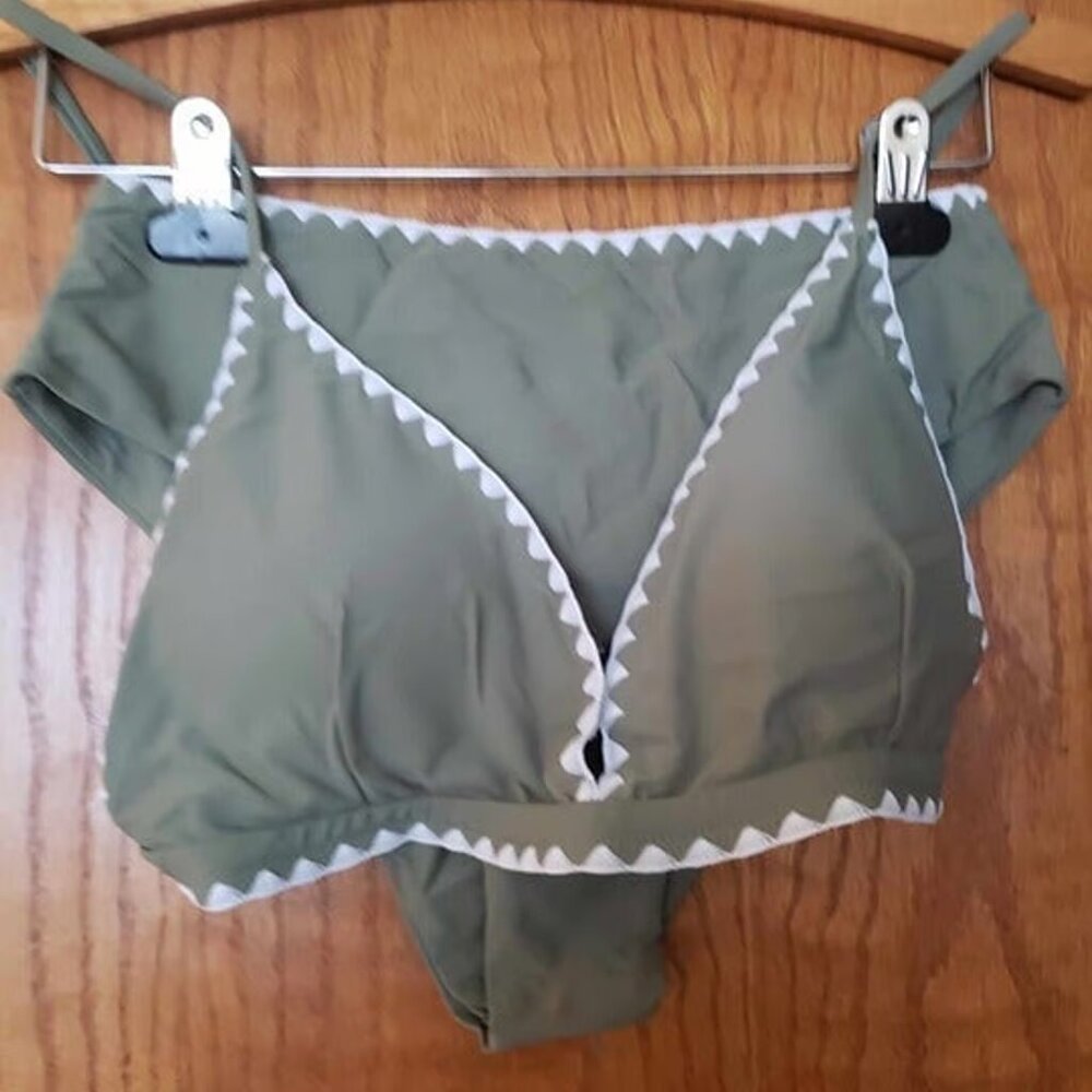 Ruuhee Two Part Swimsuit Bikini Set Army Green Women's Large (62)